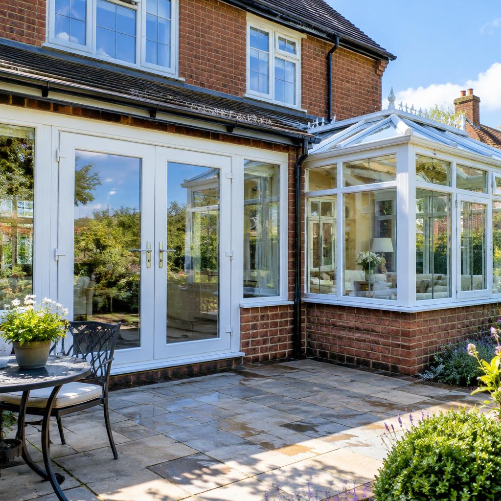 Patio doors & conservatory after cleaning (illustrative)