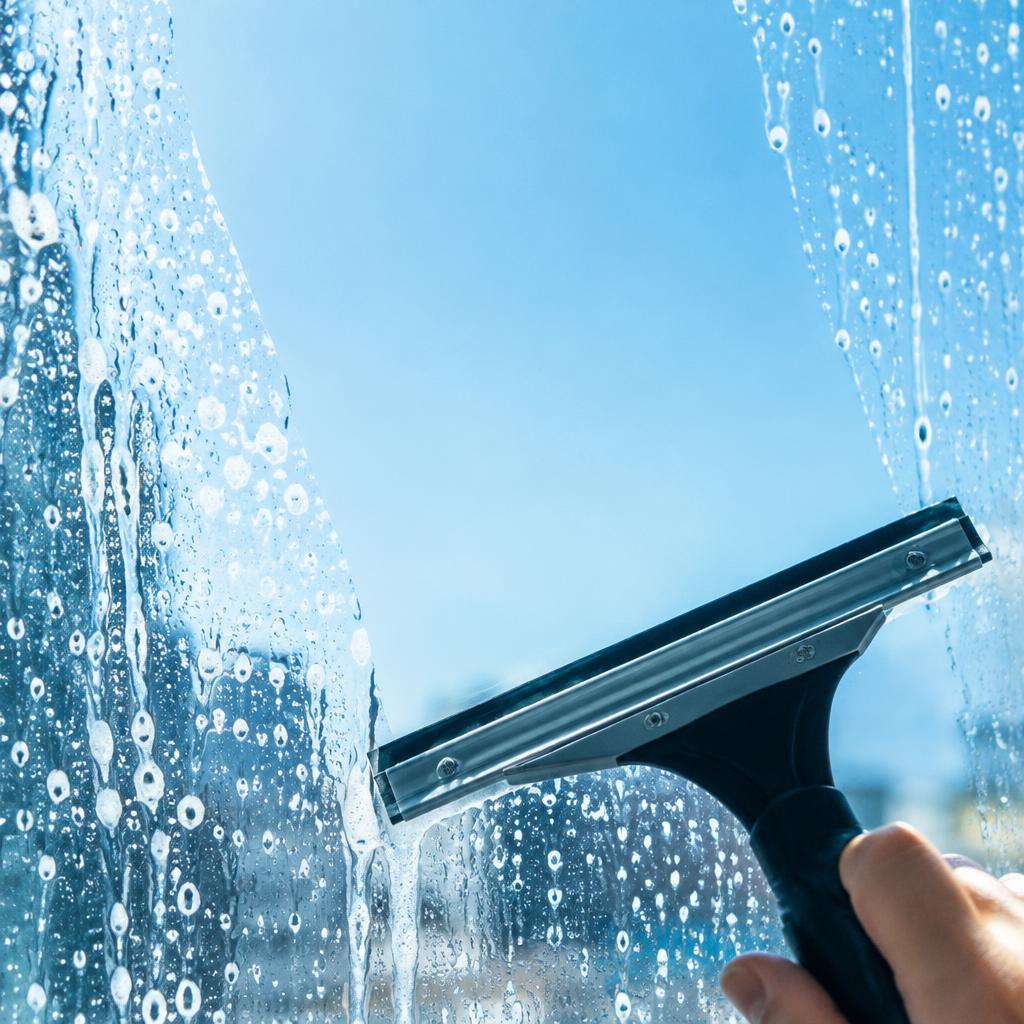 Water-marked glass after cleaning (illustrative)